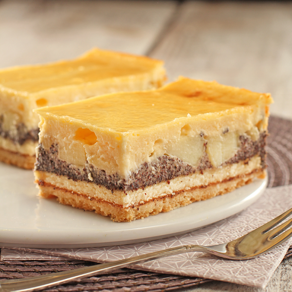 Mohnquark-Apfelschnitte