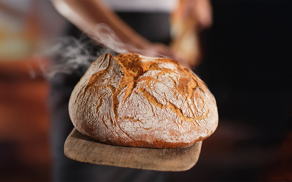 Duftender Brotlaib auf einem Brotschieber